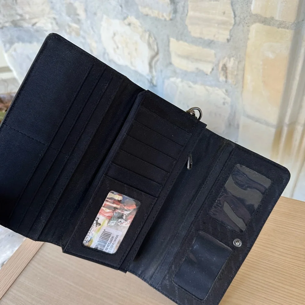 Montana west embroidery buckle black shoulder bag&wallet NWT_10